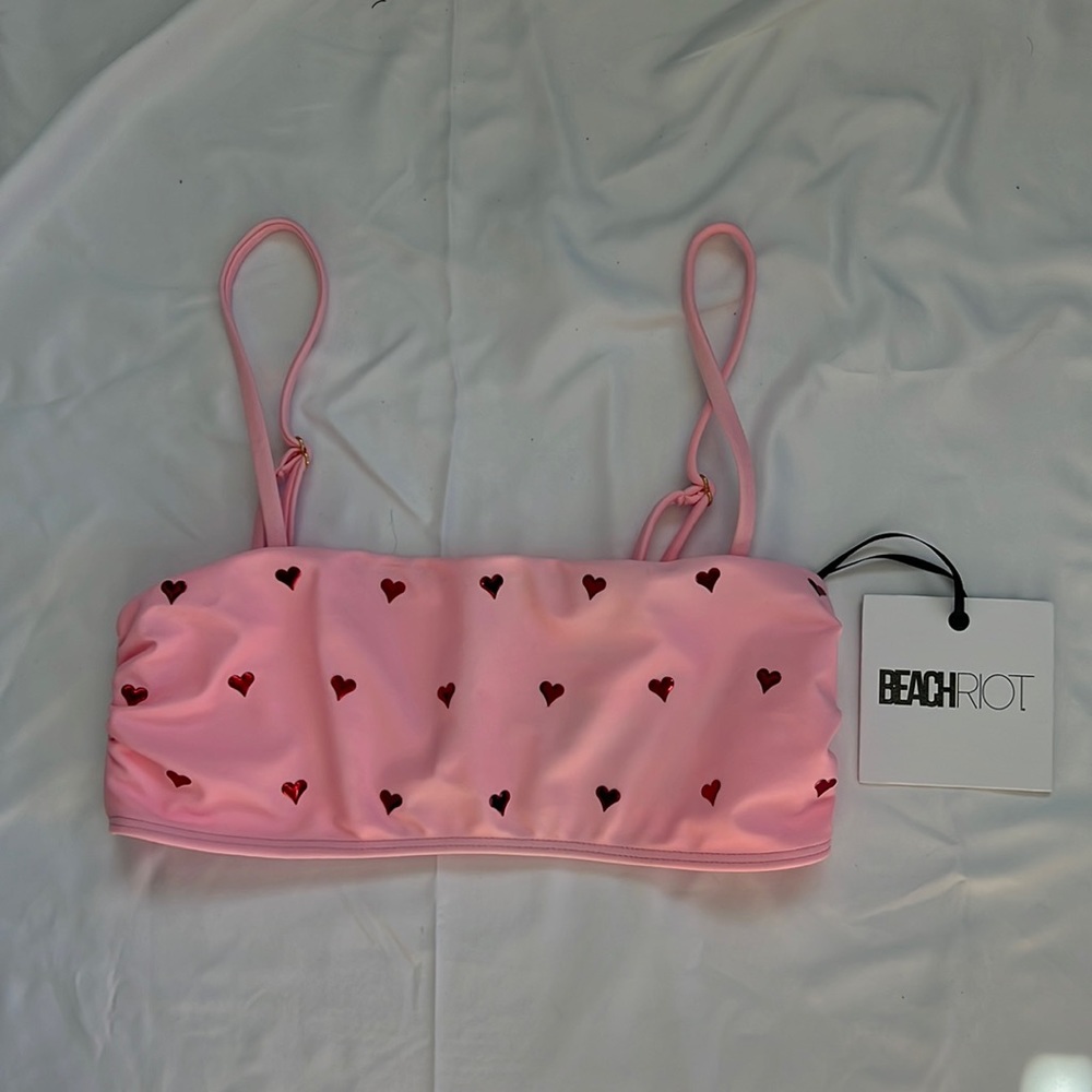 Beach Riot Island Heart Bikini Top in Pink